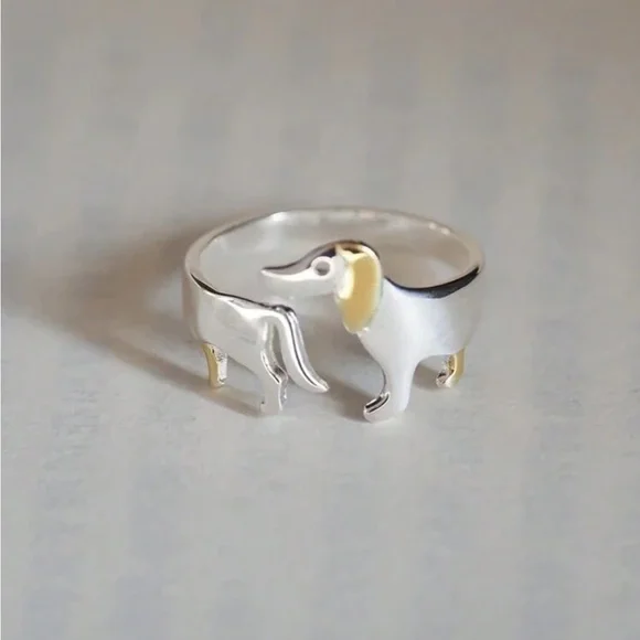 🐶BRAND NEW Dachshund Adjustable Split Design Personalized Opening Ring - Picture 6 of 9
